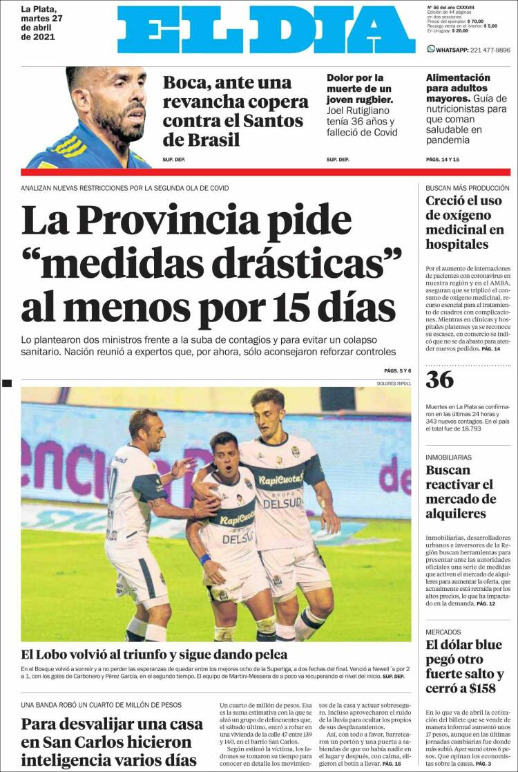 Portada de El Día de la Plata (Argentina)