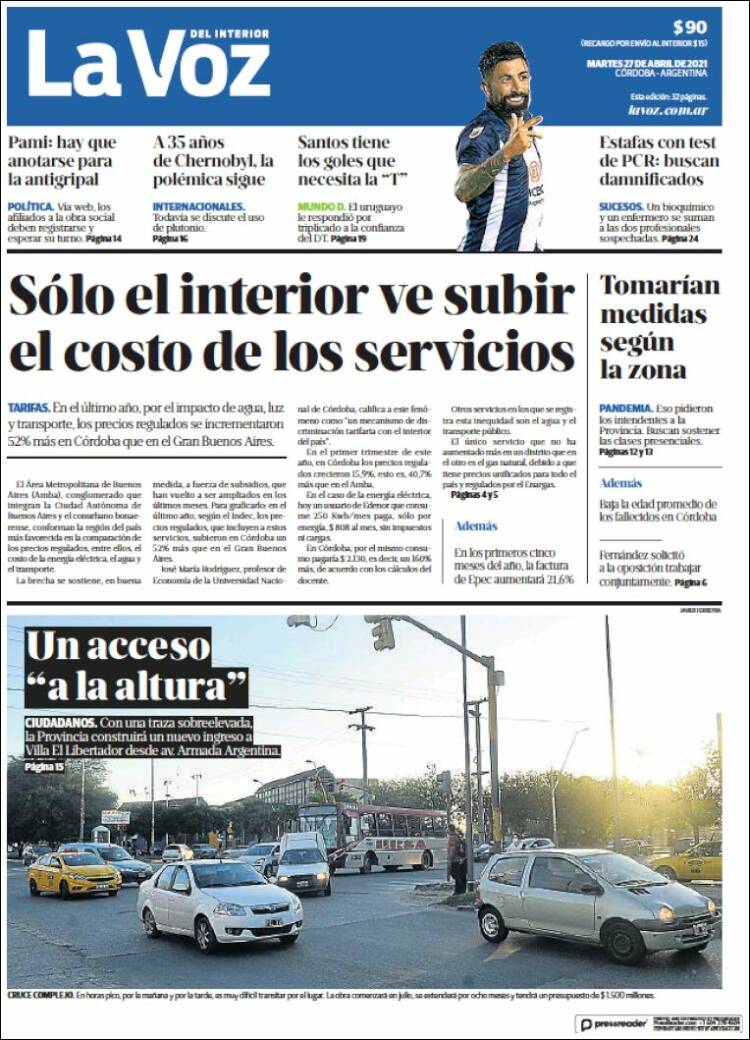 Portada de La Voz del Interior (Argentina)