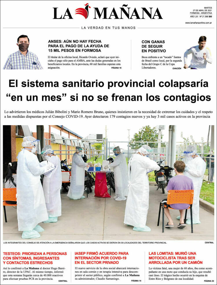 Portada de Diario La Mañana (Argentina)