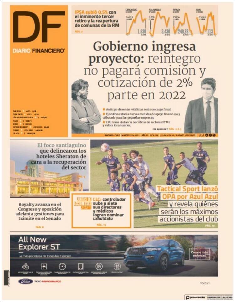 Portada de Diario Financiero (Chile)