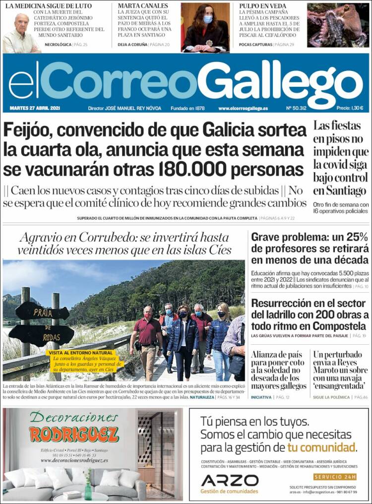 Portada de El Correo Gallego (España)