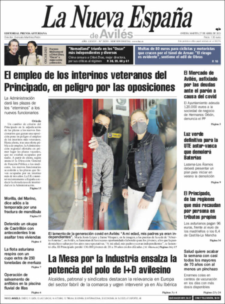 Portada de La Nueva España - Avilés (España)