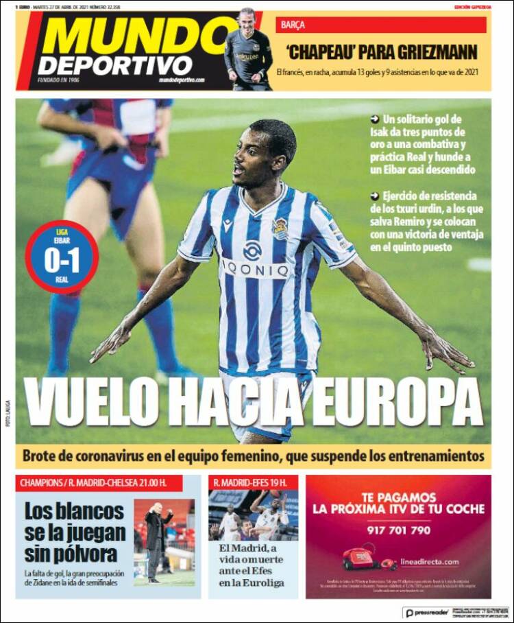 Portada de Mundo Deportivo Gipuzkoa (España)