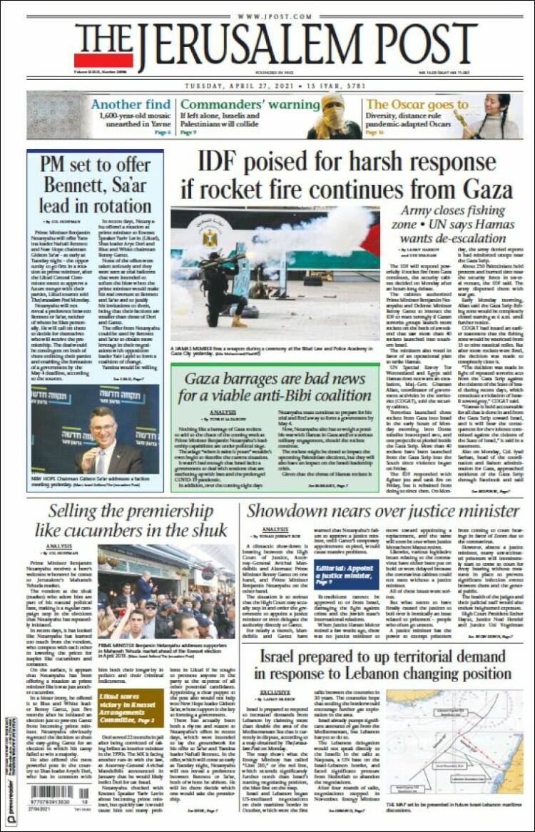 Portada de The Jerusalem Post (Israel)