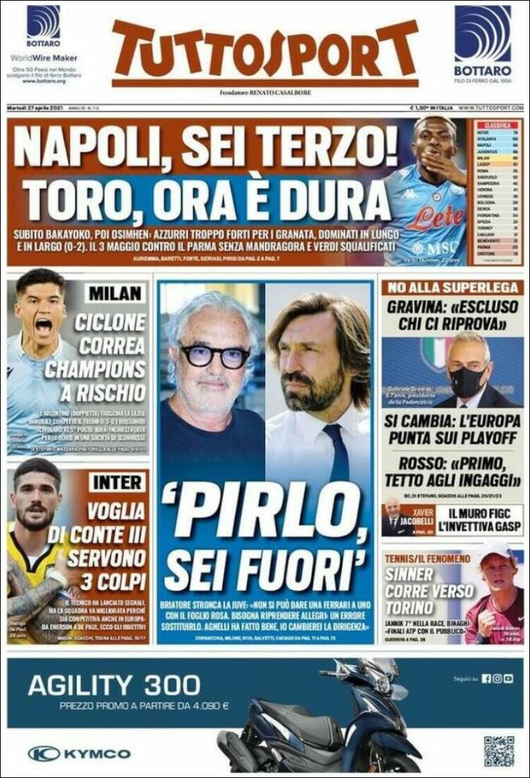 Portada de Tuttosport (Italia)