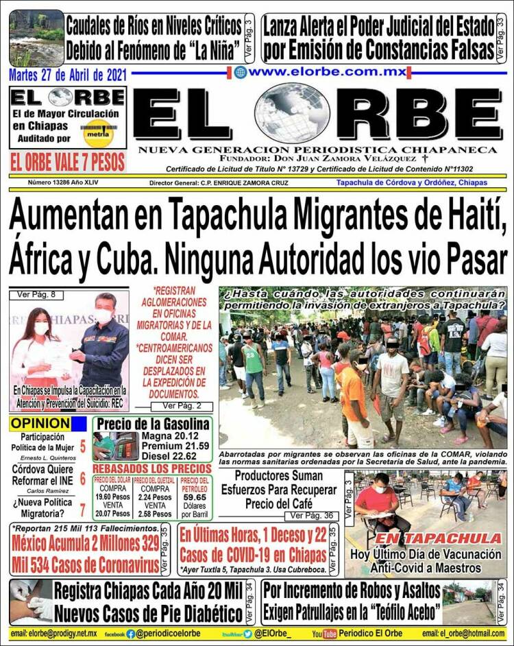 Portada de El Orbe (México)