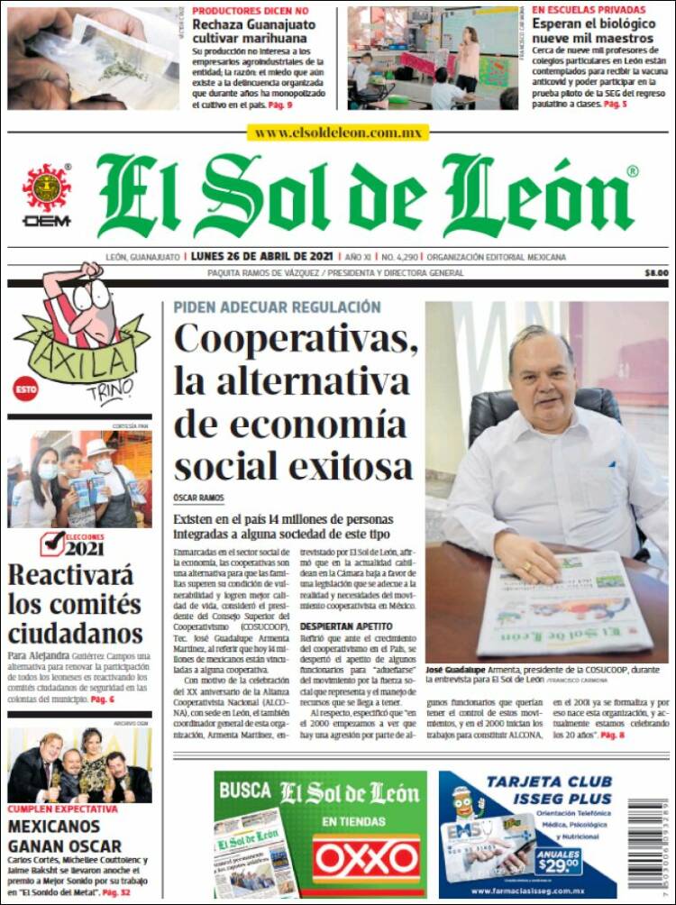 Portada de El Sol de León (México)