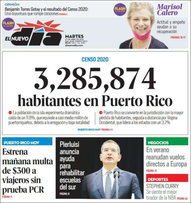 Portada de El Nuevo Día (Puerto Rico)