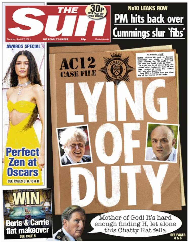 Portada de The Sun (Royaume-Uni)