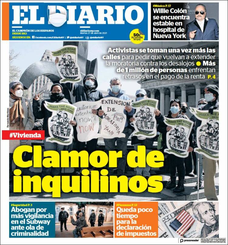 Portada de El Diario NY (États-Unis)