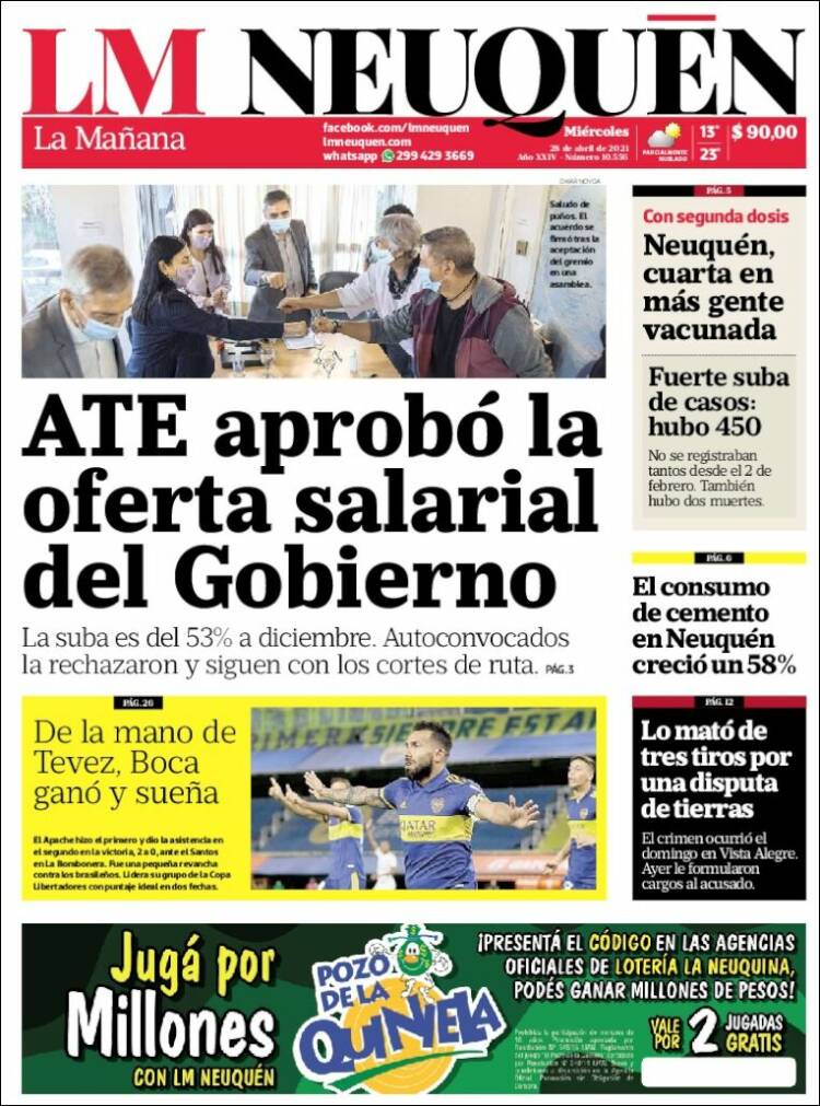 Portada de La Mañanade Neuquén (Argentina)