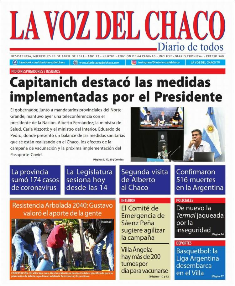 Portada de La Voz del Chaco (Argentina)