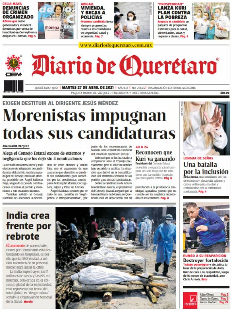 Portada de Diario de Querétaro (México)