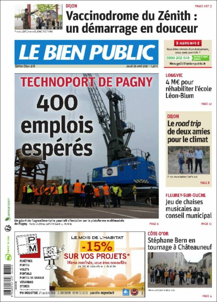 Portada de Le Bien Public (Francia)