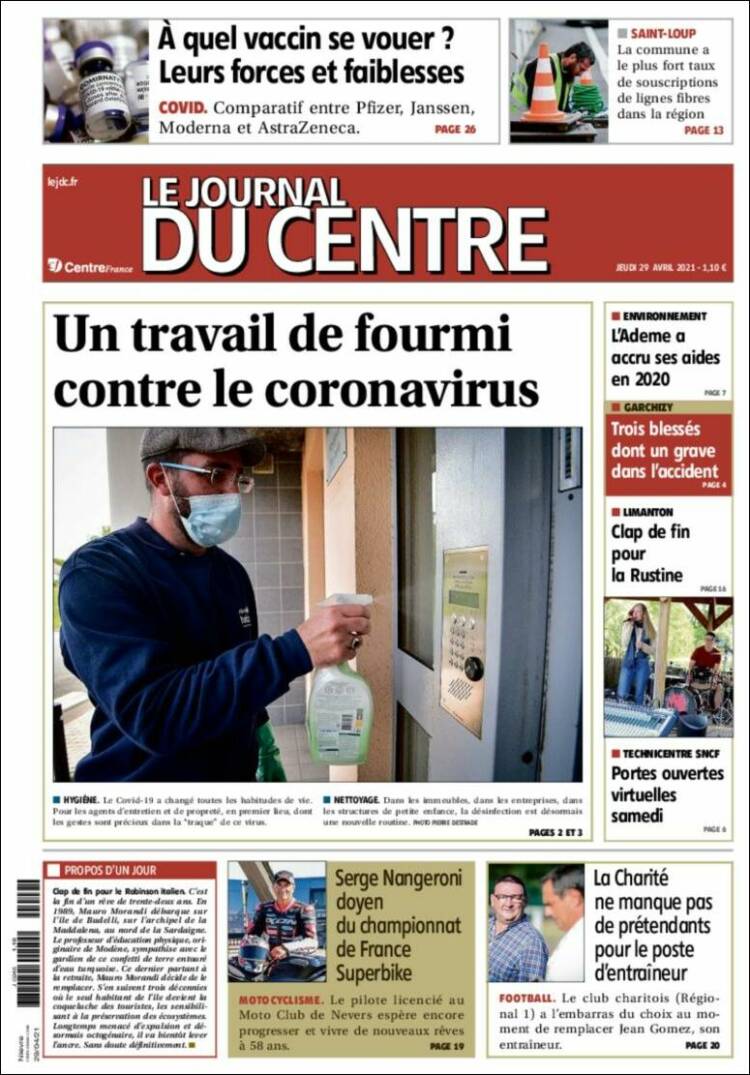 Portada de Le Journal du Centre (Francia)