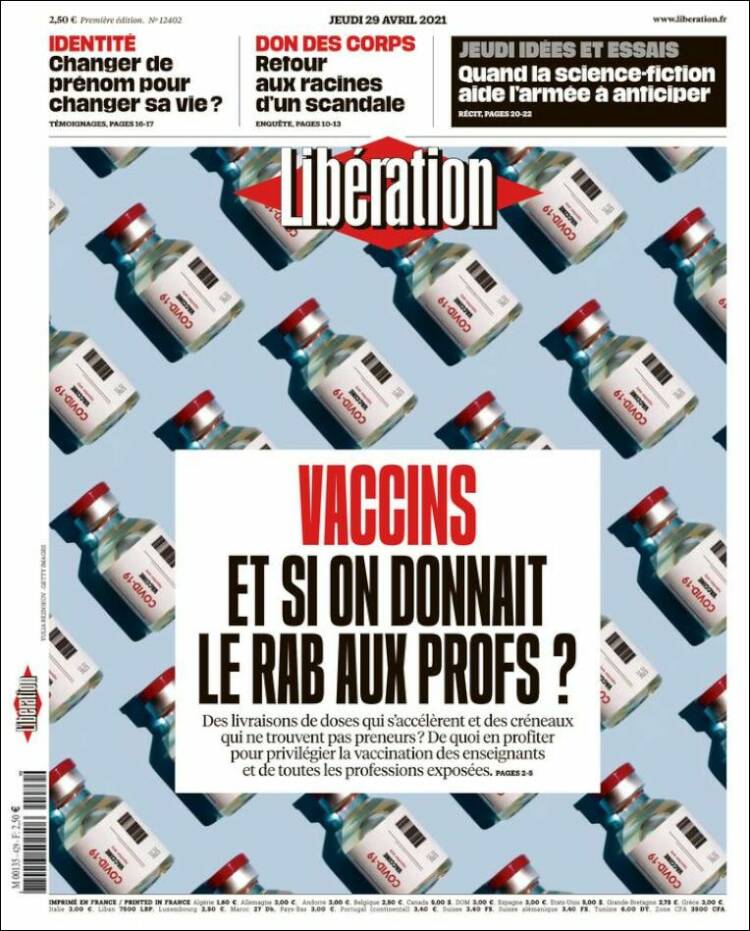 Portada de Libération (France)