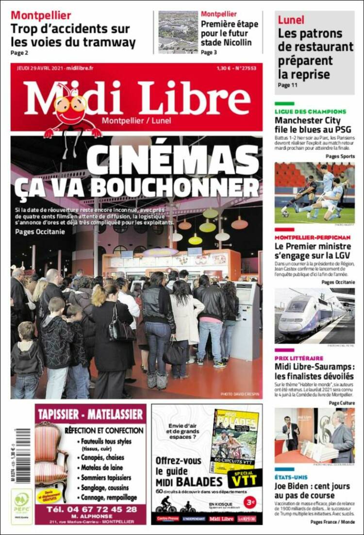 Portada de Midi Libre (Francia)