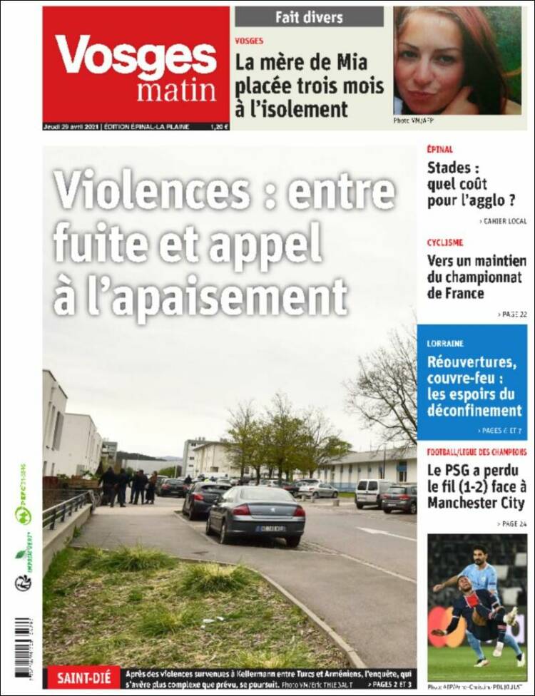 Portada de Vosges Matin (France)