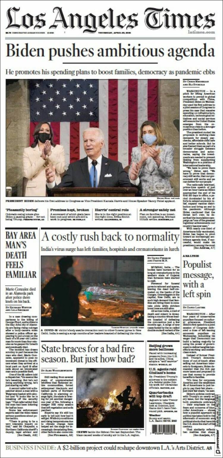 Portada de Los Angeles Times (USA)