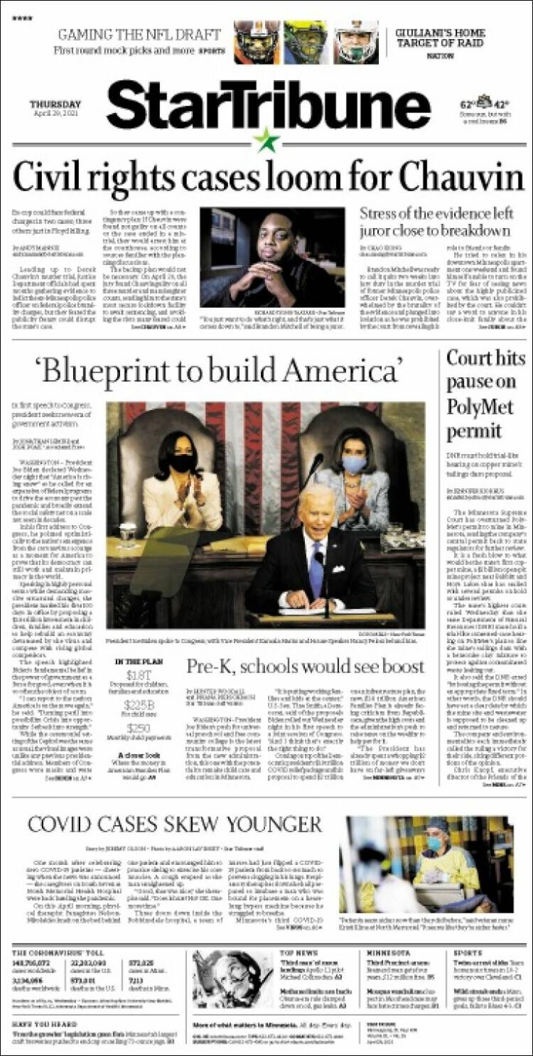 Portada de Star Tribune (USA)