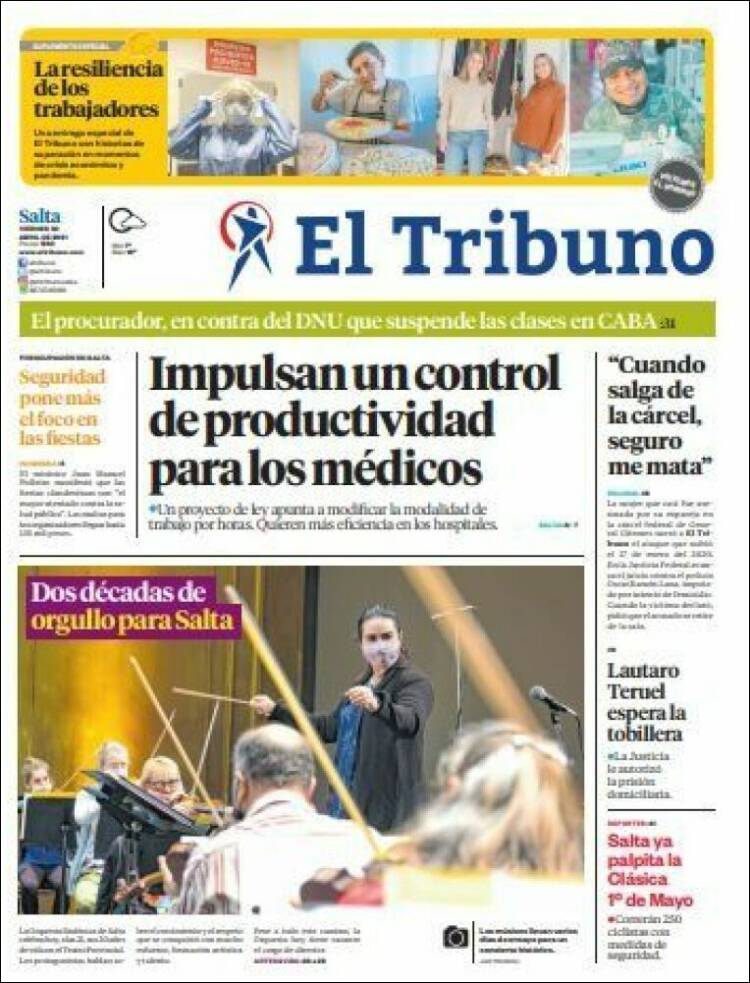 Portada de El Tribuno - Salta (Argentina)