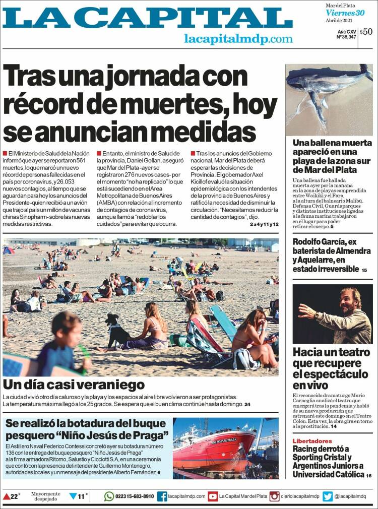 Portada de Diario La Capital - Mar del Plata (Argentina)