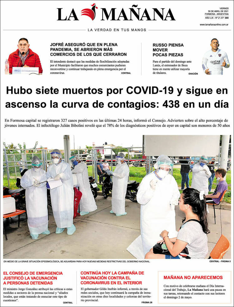 Portada de Diario La Mañana (Argentina)