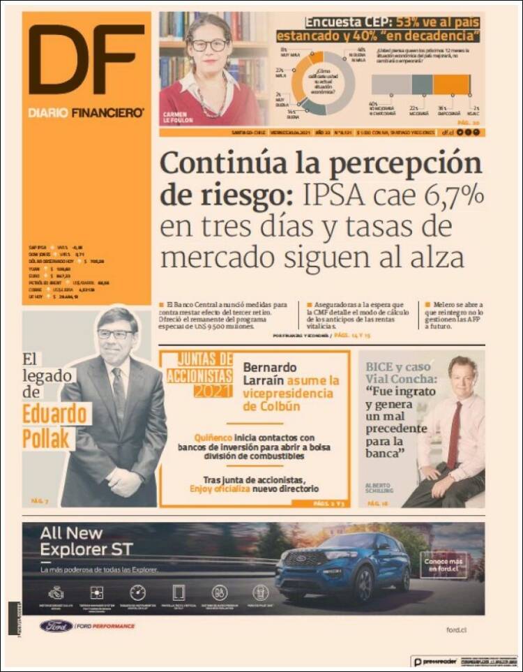 Portada de Diario Financiero (Chile)