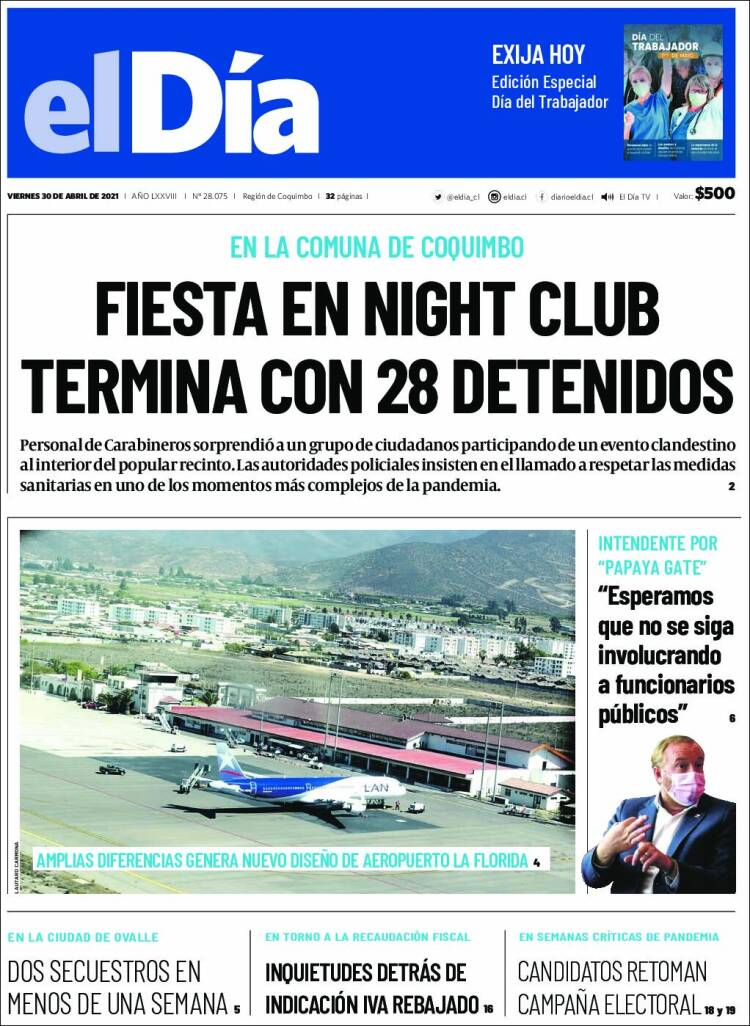 Portada de El Día (Chile)