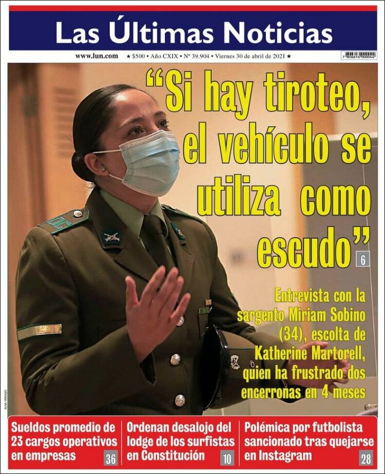 Portada de Las Últimas Noticias (Chile)