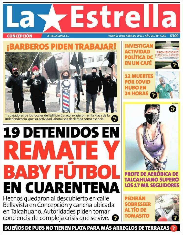 Portada de La Estrella de Concepción (Chile)