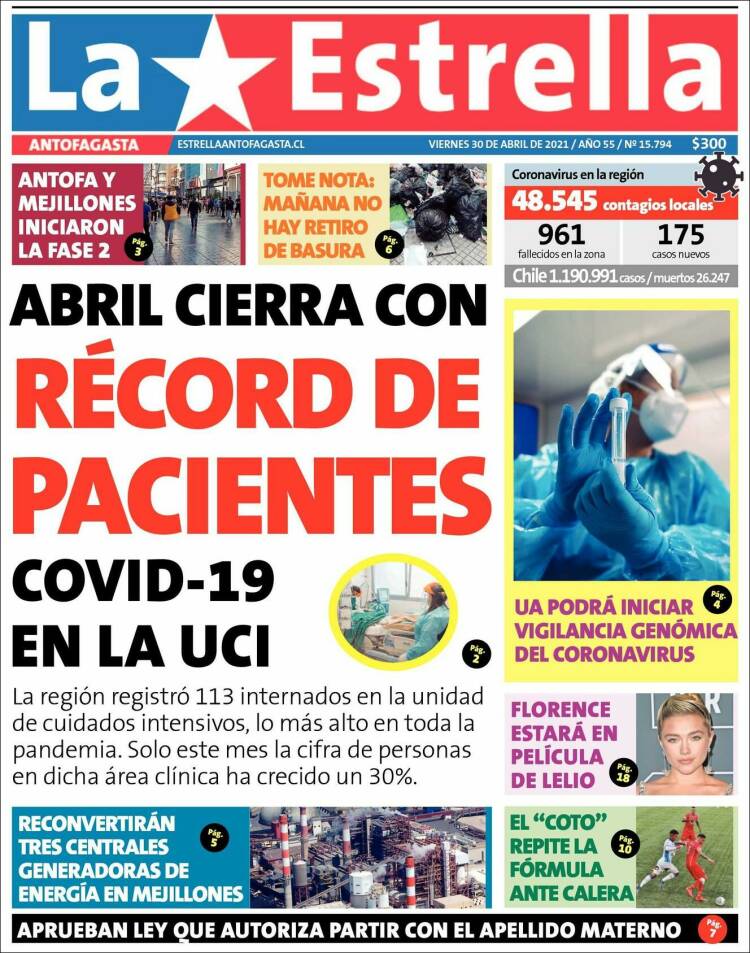 Portada de La Estrella del Norte (Chile)