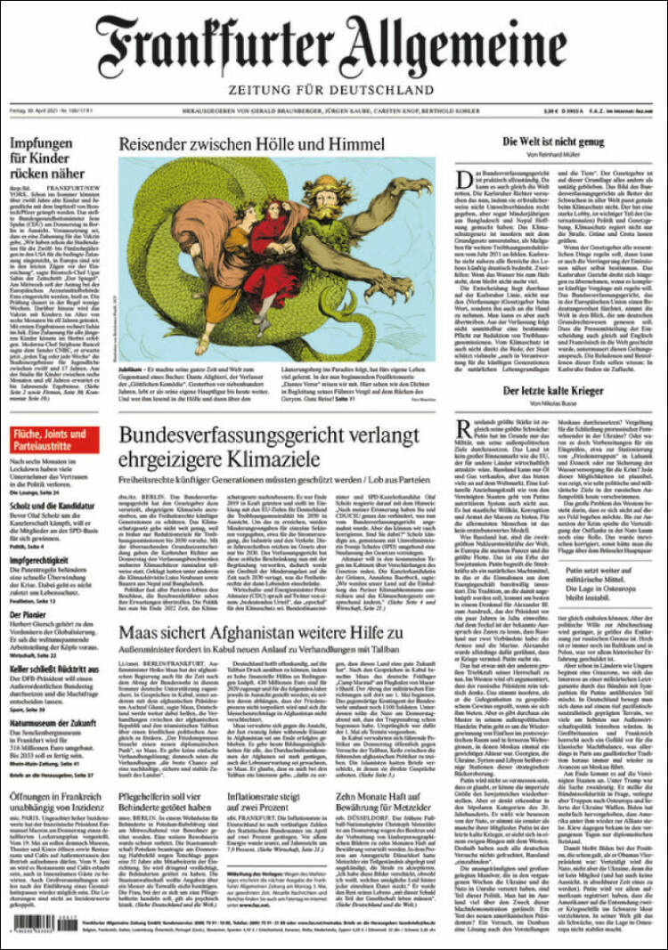 Portada de Frankfurter Allgemeine (Alemania)