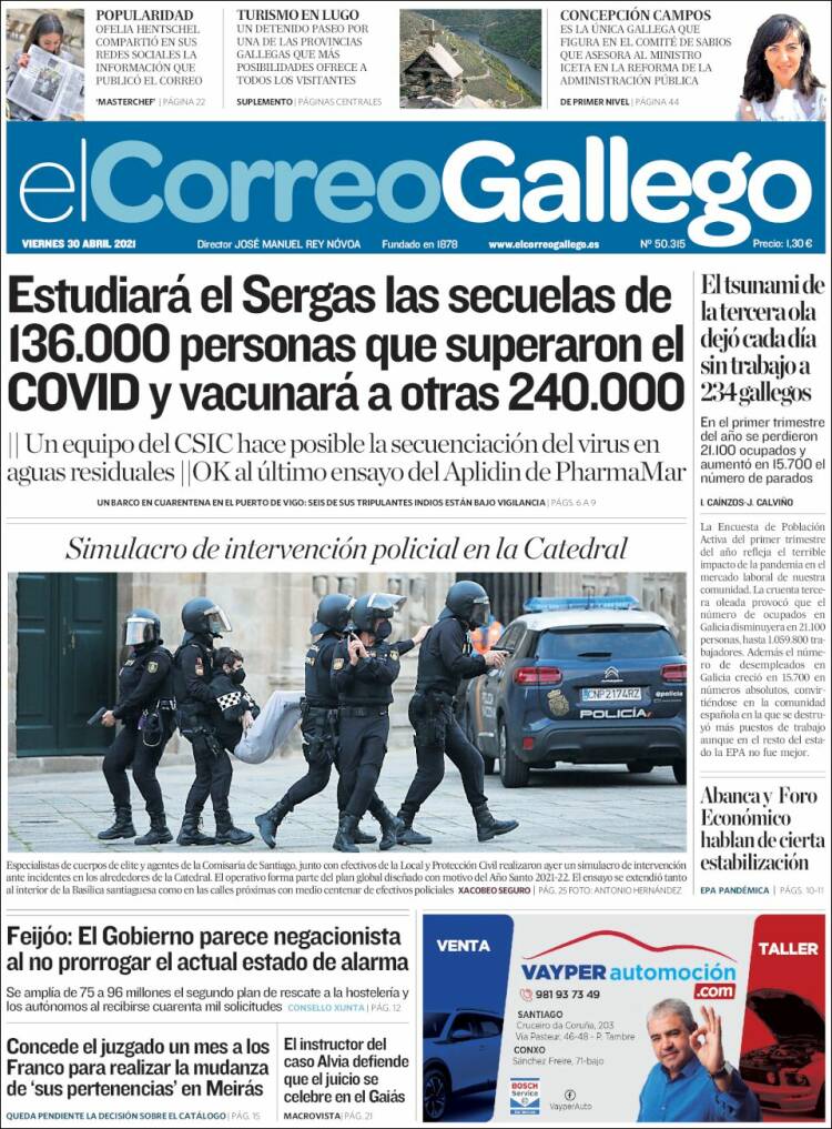 Portada de El Correo Gallego (España)