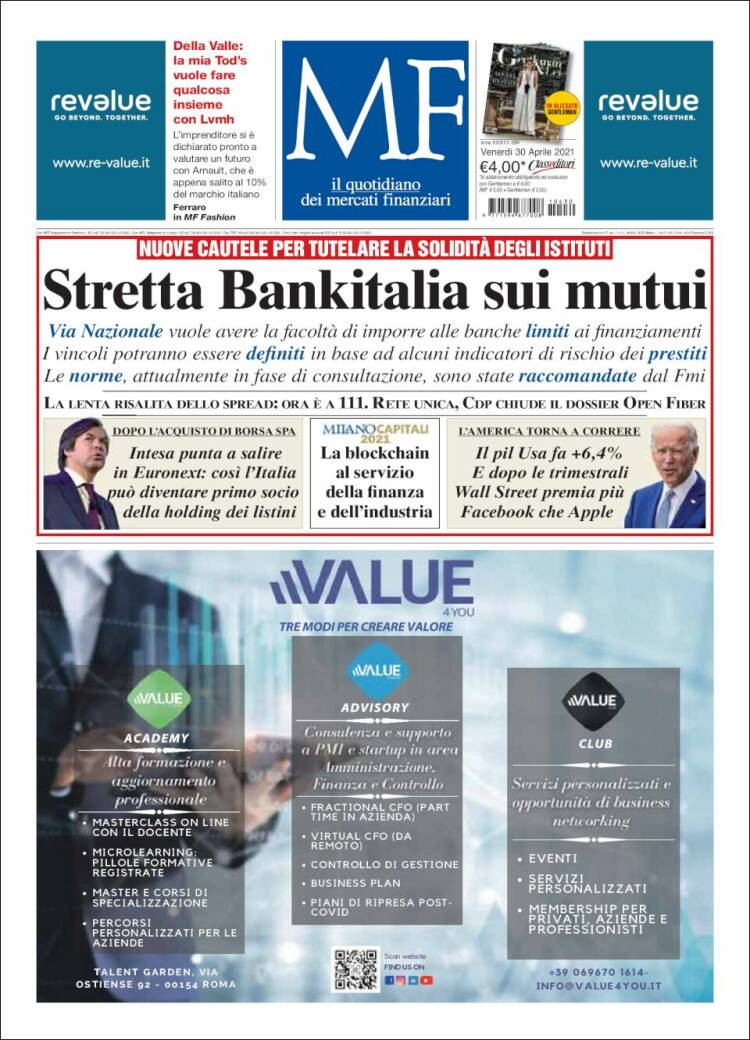 Portada de Milano Finanza (Italia)