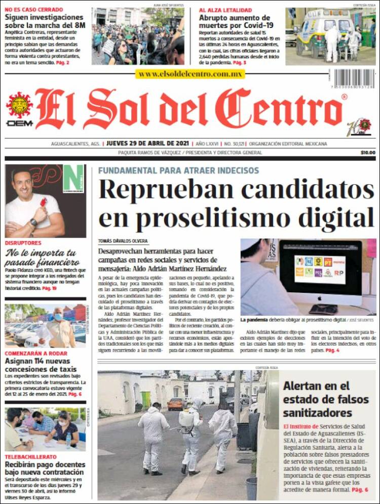Portada de El Sol del Centro (México)
