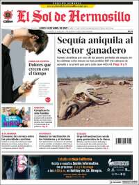 Portada de El Sol de Hermosillo (México)