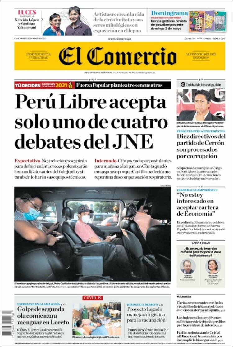 Portada de El Comercio (Perú)