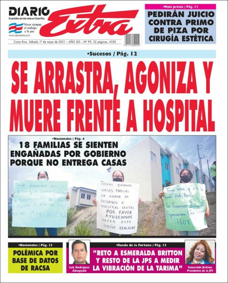 Portada de Diario Extra (Costa Rica)
