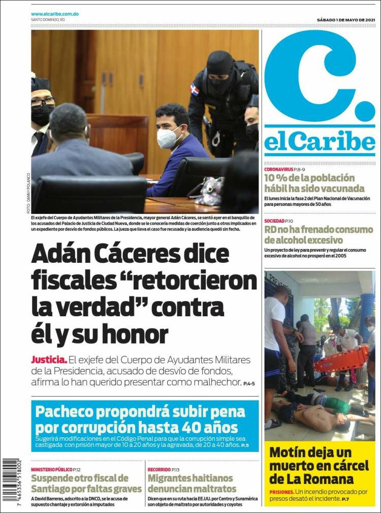Portada de El Caribe (R. Dominicana)