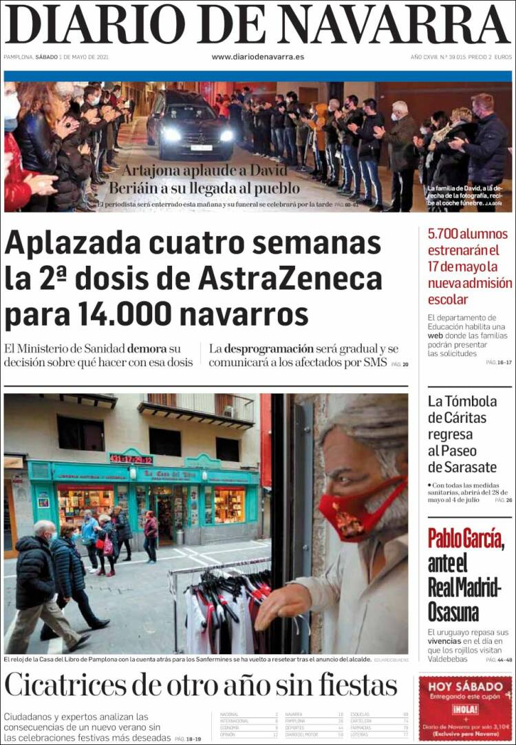Portada de Diario de Navarra (España)