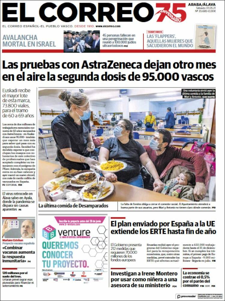 Portada de El Correo - Álava (España)
