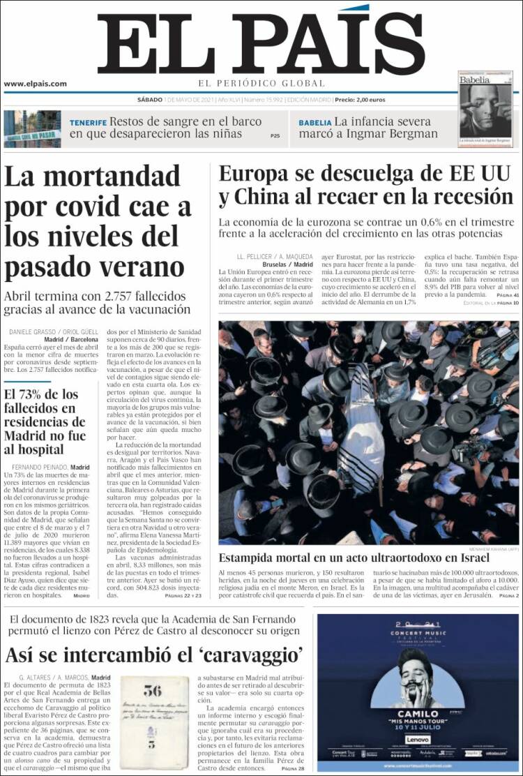 Portada de El País (España)