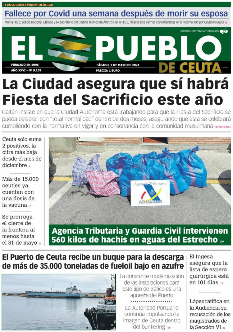 Portada de El Pueblo de Ceuta (España)