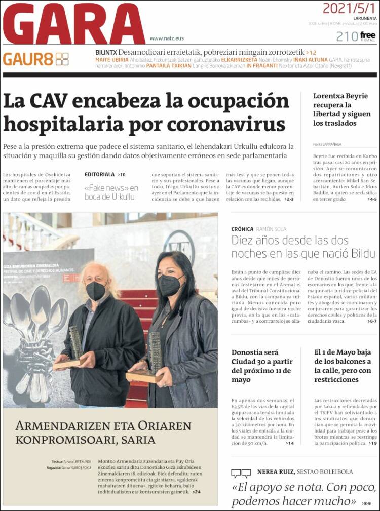 Portada de Gara (España)