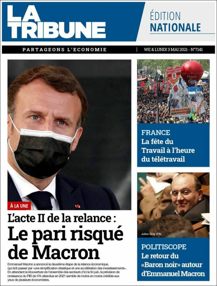 Portada de La Tribune (Francia)
