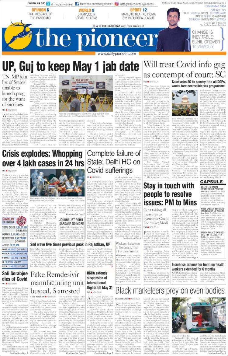 Portada de The Pioneer (India)