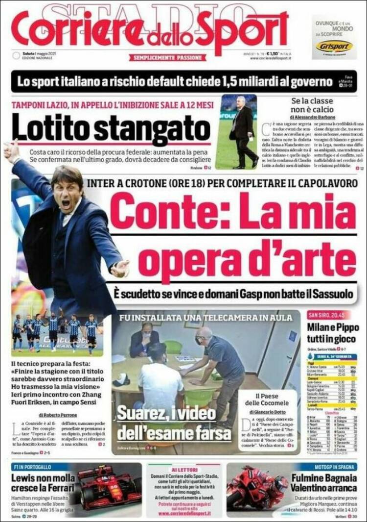 Portada de Corriere dello Sport (Italia)