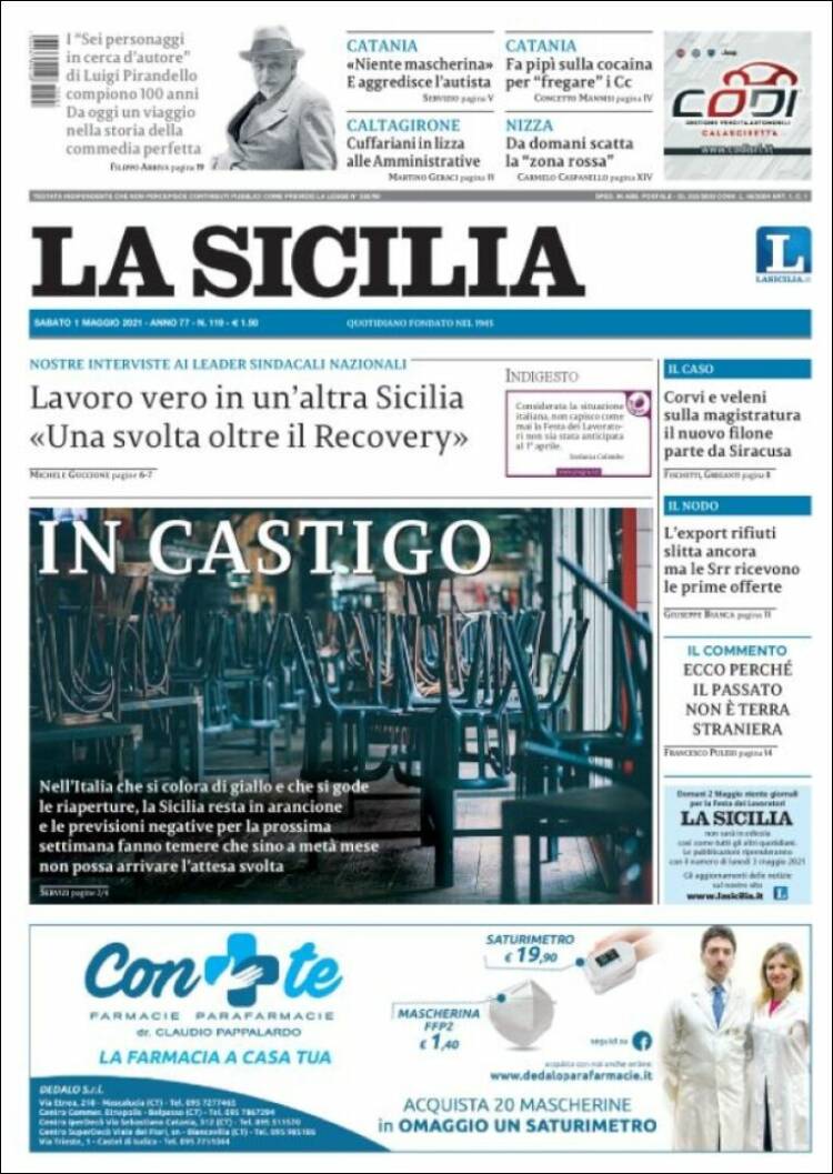 Portada de La Sicilia (Italia)