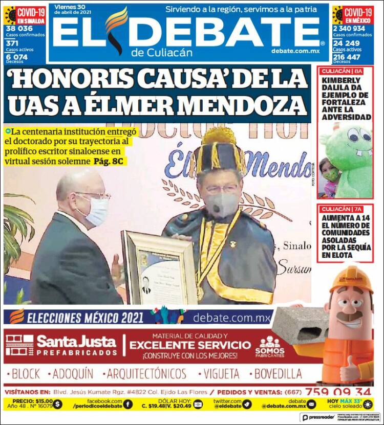 Portada de El Debate de Culiacán (México)